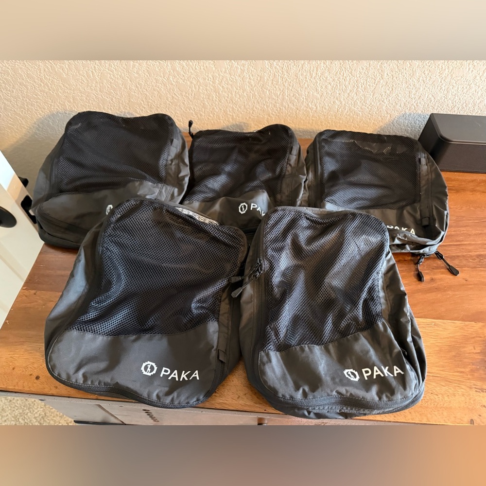 Set of 5 Paka Upcycled Packing Cubes Black